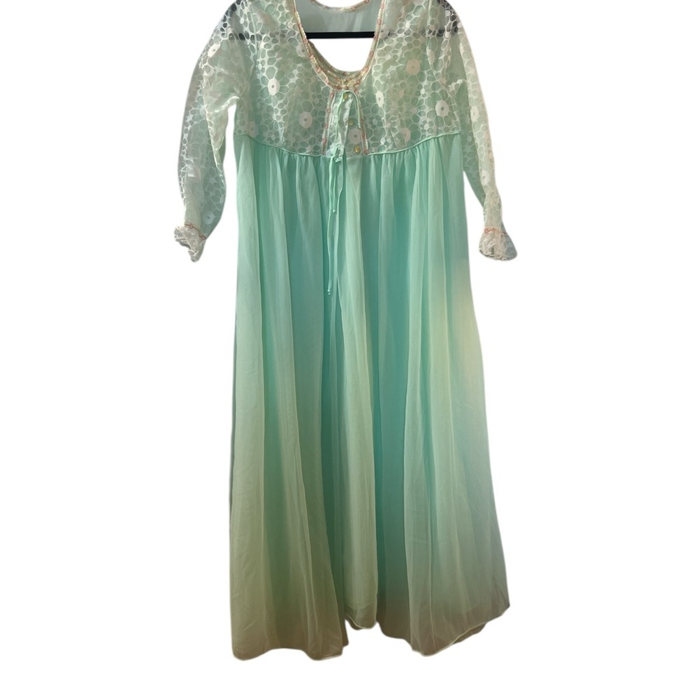 Vintage 60’s French Maid Mint Green Lace Pegnoir set lingerie like new size Med